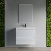 Dowell 30" Wall-Mounted Floating Bathroom Vanity – Pre-Assembled, White/Black, with Two Drawers and a Single Basin - 004 30 Series